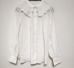GU フリル付きホワイトシャツ ブラウス　長袖　Sサイズ