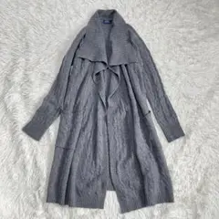 ポロラルフローレン ロングカーディガン　カシミヤ混　ケーブルニット　グレー　S