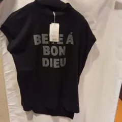 Sans Souci 34+　コットンベア天竺フレンチスリーブロゴTシャツ