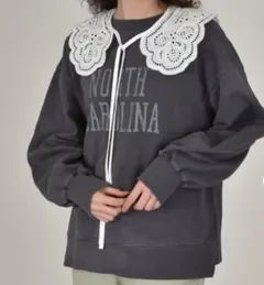 刺繍つけ襟　大きな襟　トレンド　紐調整可能　レトロ感　アンティーク風　カジュアル