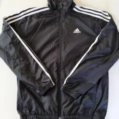 adidas ナイロンジャケット 黒 ストライプ