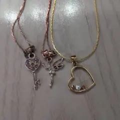 ハート・鍵・天使モチーフ ネックレスセット