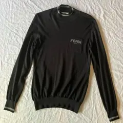 FENDI フェンディ シルク100% モックネック ニット セーター 黒 40