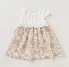 カットレース花柄ドッキングワンピース　プティマイン　petit main