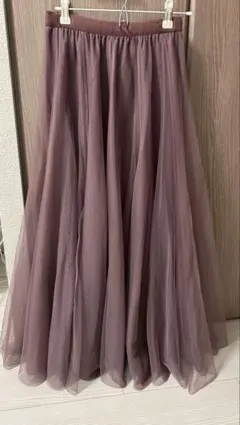 チュールフレアスカート くすみパープル