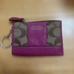 お値下げ10/22まで❣️coach コインケースキーリング付☆ブラウンピンク美品