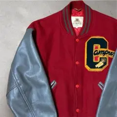 【フォロー割】CAMPUX ロゴ スタジャン 赤 グレー レザースリーブ