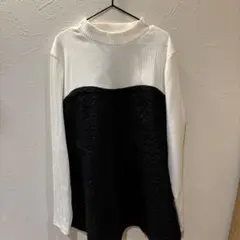 【試着のみ、美品⠀】白黒リブ編み長袖トップス☆Honeys