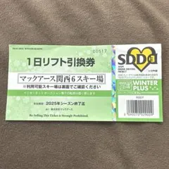 1日リフト引換券 マックアース関西6スキー場
