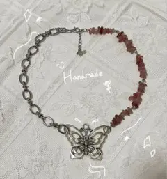 天然石 蝶 フェアリーグランジネックレス【ハンドメイド】