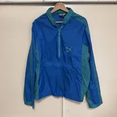 PUMA プーマ ナイロンジャケット ハーフジップ ブルー Lサイズ
