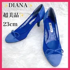 ✨超美品✨ ダイアナ パンプス ハイヒール レース スウェード ブルー 23cm