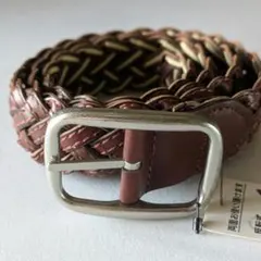 未使用 本革 牛革 リバーシブル ブラウン メッシュ ベルト 95cm 茶色