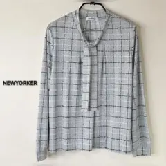 NEWYORKER ニューヨーカー ウィンドペン柄 ボウタイ風 長袖ブラウスのサムネイル