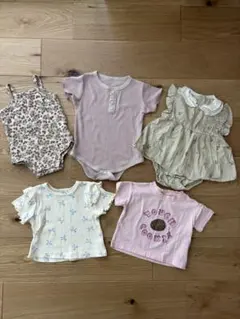 ベビー服70 女の子　夏服　ロンパース　淡色　まとめ売り