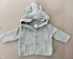 ベビーGAP ベビーギャップ　グレー くま耳フード付きニットカーディガン