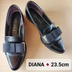現行品 ダイアナ リボン オペラシューズ ローヒール ローファー 黒