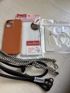 iPhone 15用 スマホケース ストラップホルダー セット