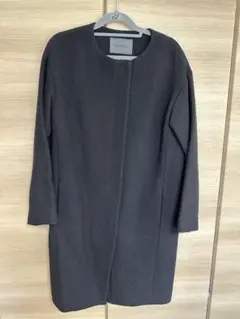 Spick & Span ノーカラー ロングコート ブラック