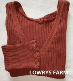 LOWRYS FARM　Vネックカーディガン　オレンジ　ショート丈