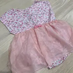 チュールドレス 花柄 ピンク 80