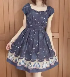 Secret honey ネイビー サーカス柄 半袖ミニワンピースのサムネイル