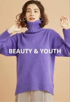 BEAUTY &YOUTH ウールカシミヤ ルーズタートルネックニット