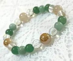 1　高級翡翠　アベンチュリン　天然シャンパンスノー　パワーストーン　ブレスレット