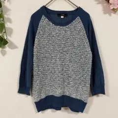 【ESPIE】 エスピエ ラグランスリーブニット 36 長袖 ブルー 美品のサムネイル
