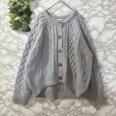 GU ケーブルニットカーディガン ライトグレー ジーユー ゆったり Ꮮ