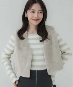 coca フェイクファーベストグレージュ