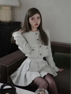 ダーリッチ ツイード セットアップ ホワイト Sサイズ