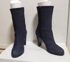 モードエジャコモ　カリーノ　ブーツ　レザー　革　紺色