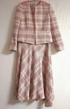 新品タグ付きエポカ EPOCA ピンク系チェック ツイード セットアップ