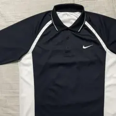 ●ナイキゴルフ●長袖ポロシャツ L ブラック ホワイト 黒 白 ゴルフ ロゴ刺繍