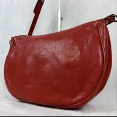상태좋음 ✨ イルビゾンテ ショルダー 本革 レザー 赤 ハーフムーン コンパクト