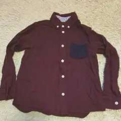 GLOBAL WORK ボルドー ネルシャツ 130センチ