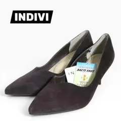 INDIVI　ポインテッドトゥ　パンプス　ブラウン　スエード　22　1/2のサムネイル