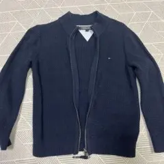 TOMMY HILFIGER キッズネイビー ジップアップニット 110