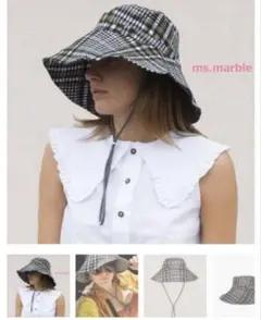 ganni チェック柄シアーサッカー　バケットハットのサムネイル