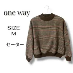 one way Mサイズ チェック柄セーター