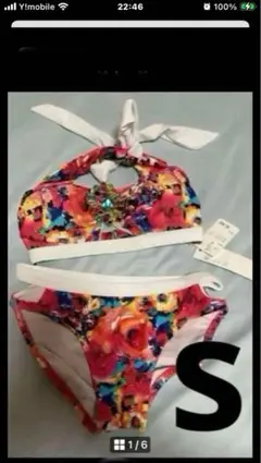 c)フラワープリント セパレート水着 S