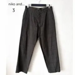 niko and... ニコアンド　チェック柄ワイドパンツ　ブラウン系　サイズ3