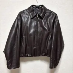 【値下げ】 ZARA ダークブラウン レザージャケット ショート丈