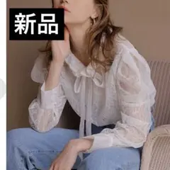 eimy istoire レースボウタイフリルブラウス　オーガンジー　白　Fのサムネイル