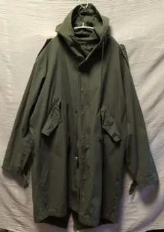 オリーブグリーン ミリタリーモッズコート フード付き