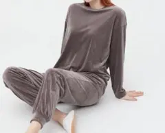 ユニクロ 3XL ウルトラストレッチスムースセット ベロア ピンク 茶 格安