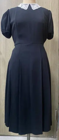 【美品】黒　ワンピース　セレモニー　卒業式　入学式　　結婚式　膝丈　エレガント