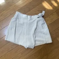リネン混紡 ラップショートパンツ ライトグレー