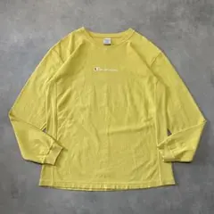 【人気】Champion リバースウィーブ ロンT イエロー ロゴ刺繍 AF97